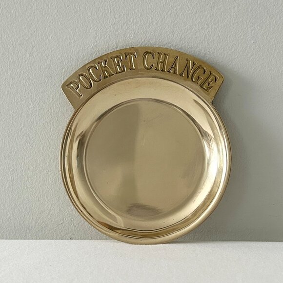 Vintage Solid Brass POCKET CHANGE Dish Round Jewelry Trinket Tray & Box Mervyn’s - Picture 2 of 7